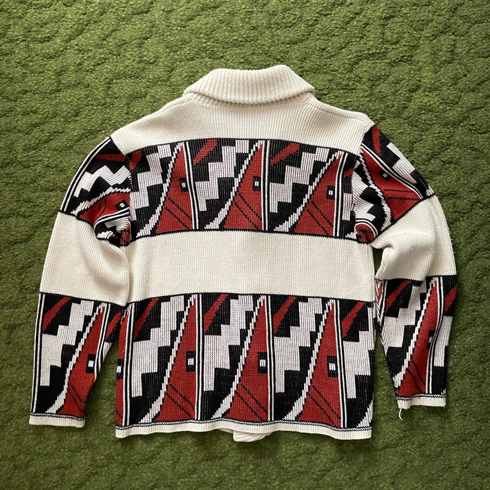 Vintage Shawl Collar Aztec Knit Cardigan - Picture 3 of 11